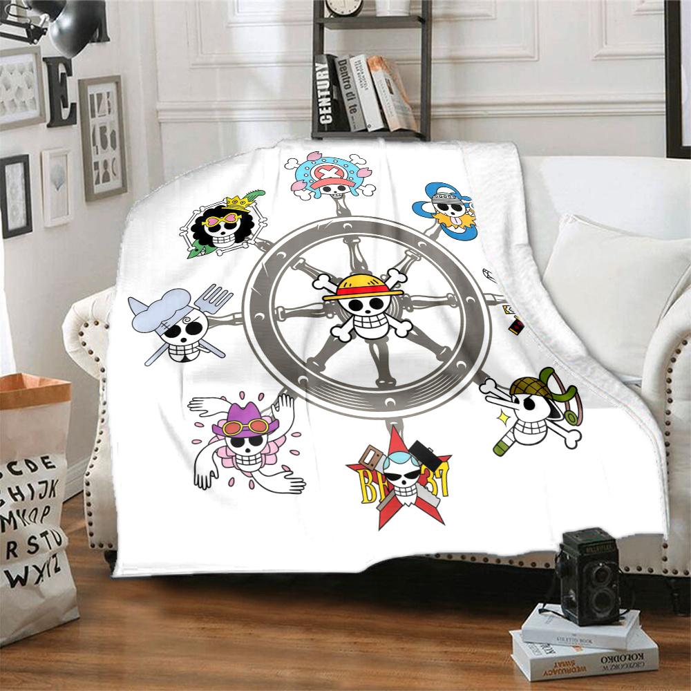 1PC One Piece Straw Hat Pirates Patterned Flannel Blanket Suitable For All Seasons For Home Decor Warmth And Comfort Gifts Holiday Present