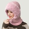 Winter outdoor riding fleece warm knitted wool hat women's hat mask scarf one-piece pullover hat