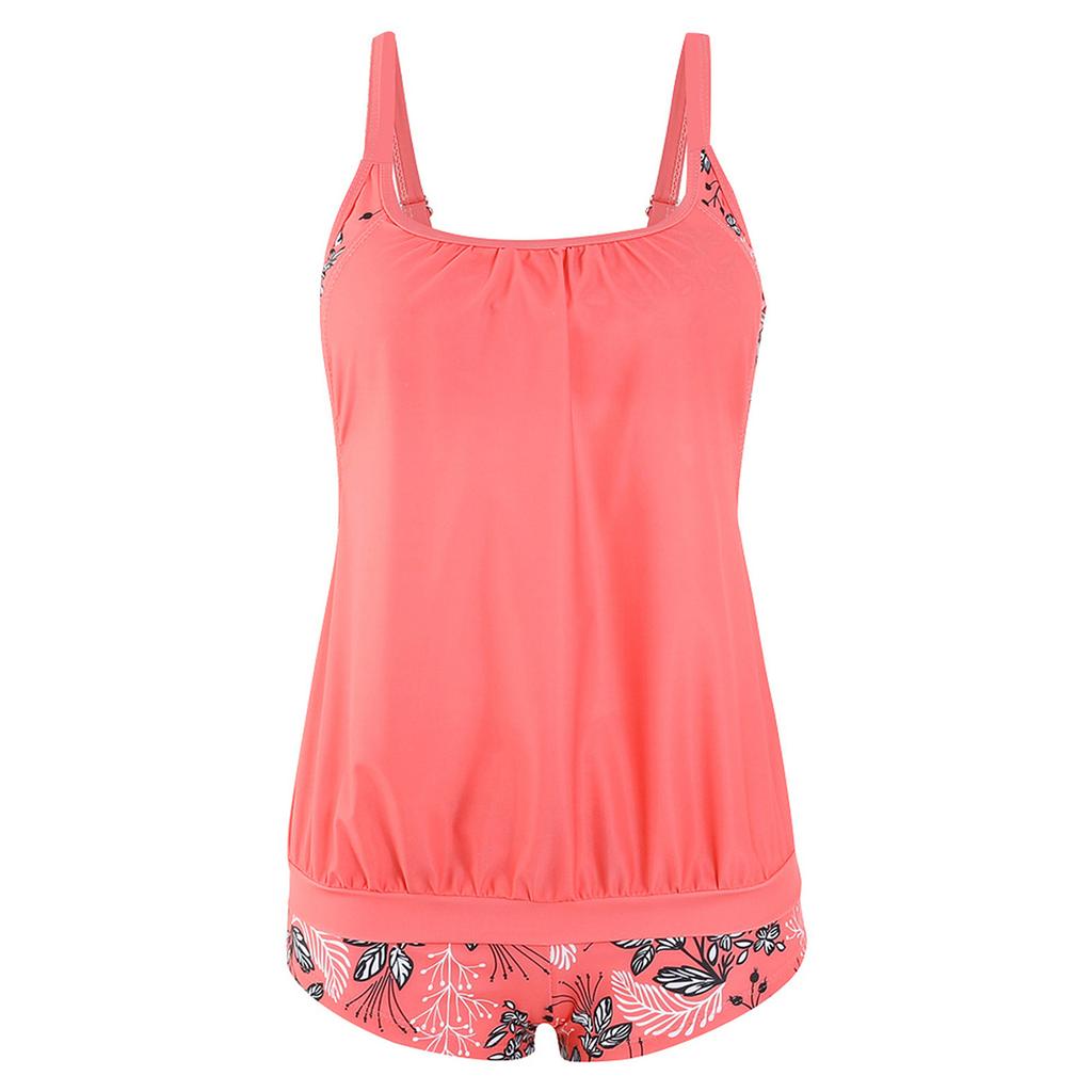 Women’s Tankini Top with Floral Print Hem and Adjustable Straps for Swimming and Beachwear Comfortable Fit