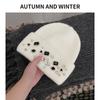 Girls Handcrafted Water Drill Wool Hat With Knit Design For Autumn Winter Kids Fashion