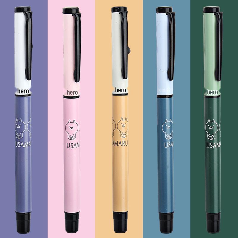 

Hero Steel Pen 3160 Morandi: Calligraphy Practice Pen with Posture Correction for Primary Students, Replaceable Blue Ink Cartridge Dark Nib
