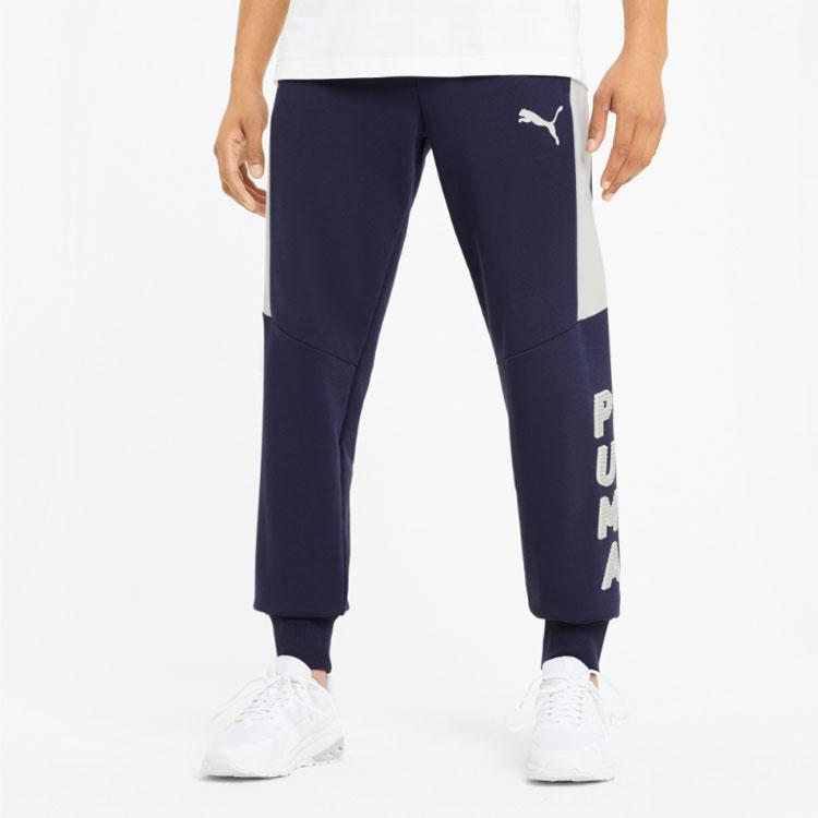 Puma Modern Letter Print Colorblock Joggers Men Bottoms Tweed-Blue 588678-06