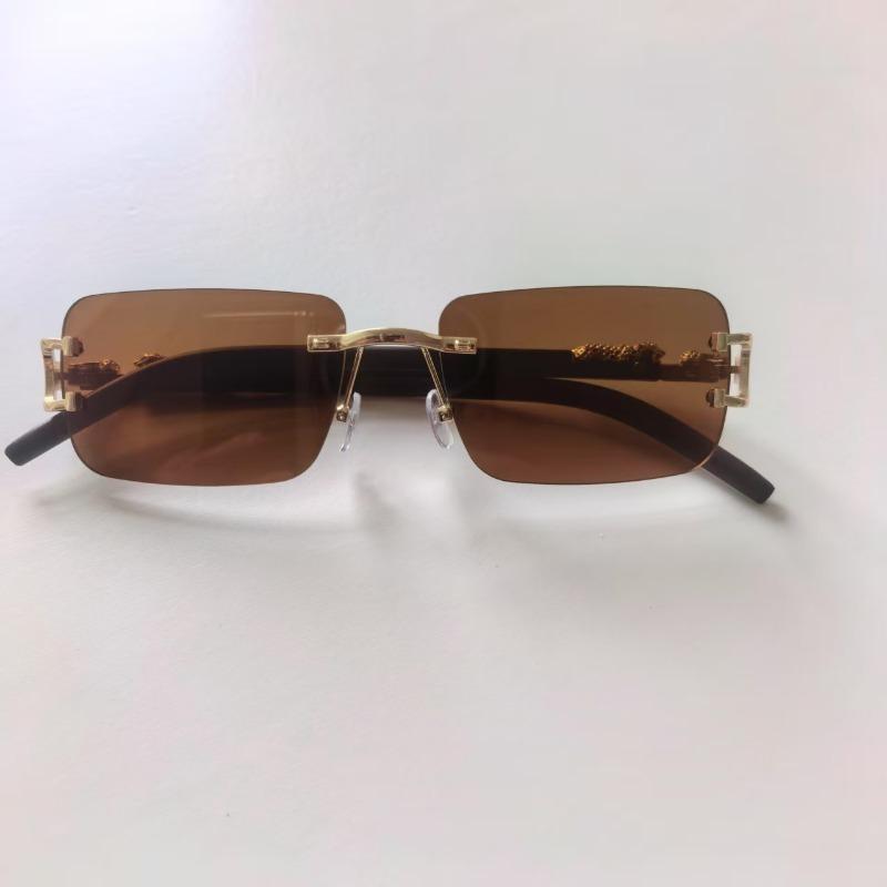Latest Men Frameless Square Sunglasses Fashionable Women Leopard Decorative Sun Eyeglasses Outdoor Use Anti And Anti Glare Glasses UV400