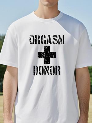 Nueva Camiseta con Estampado Divertido "Donante de Orgasmo" Unisex Transpirable de Manga Corta Top de Verano con Cuello Redondo Camisetas