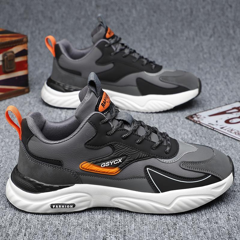 Men's Shoes 2024 New Autumn Mesh Breathable Non-slip Running Sneakers Thick-soled Heightening Black Versatile Dad Shoes