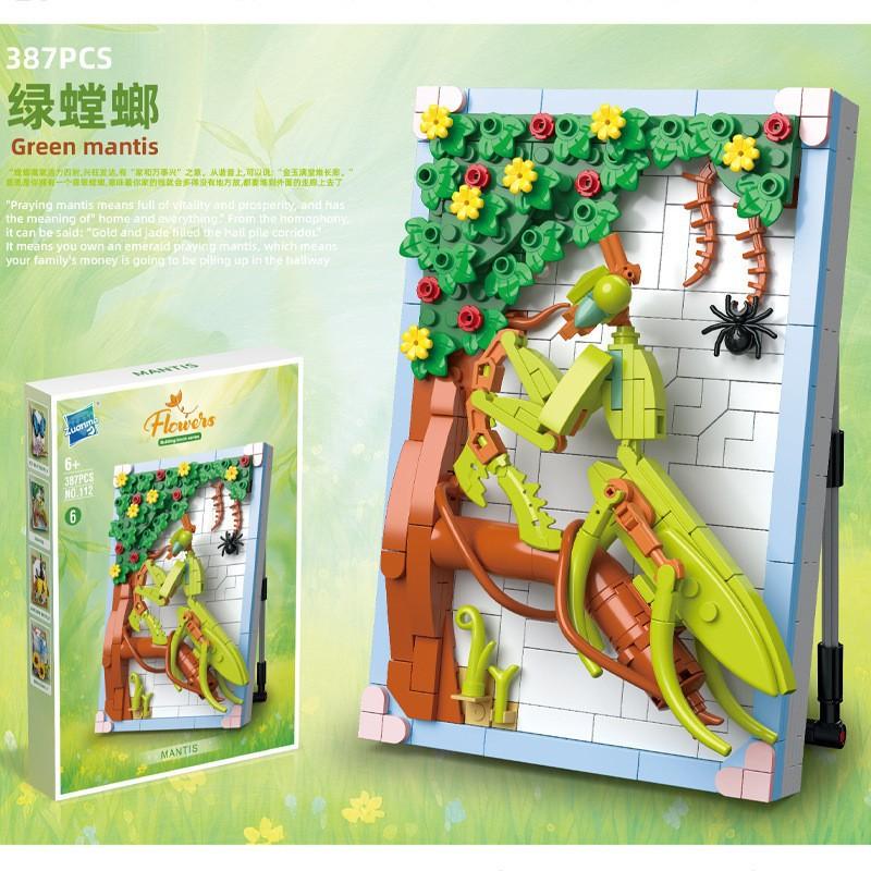 Children'S Puzzle Assembly Small Particles Building Block Flower Simulation Rose Photo Frame Building Block Toy Plant Pendant Color Box