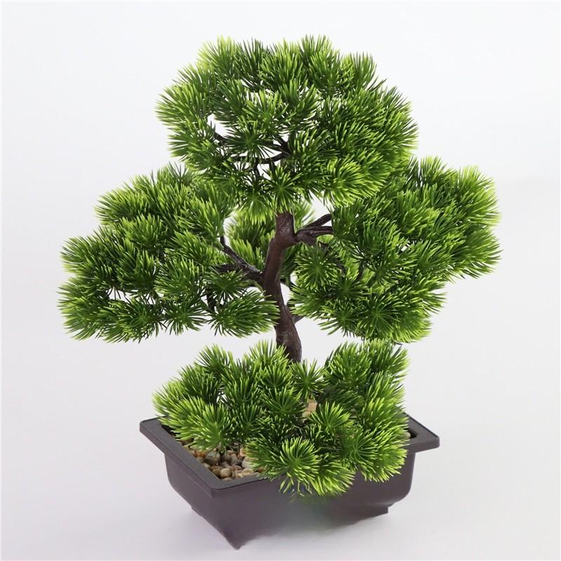 Artificial Pine Bonsai Tree With Pot For Office Decor And Indoor Greenery