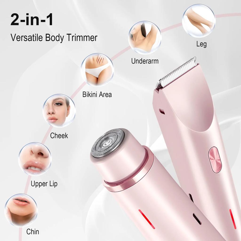 Rasoi Elettrici 2 In 1 per Donna Bikini Trimmer Rasoi per Viso Depilazione per Ascelle Gambe Lady Body Trimmer Impermeabile Indolore