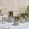 3pcs Glass Flameless Candles Battery Operated Flickering LED Pillar Candle Marbling Fake Wax with Timer for Home