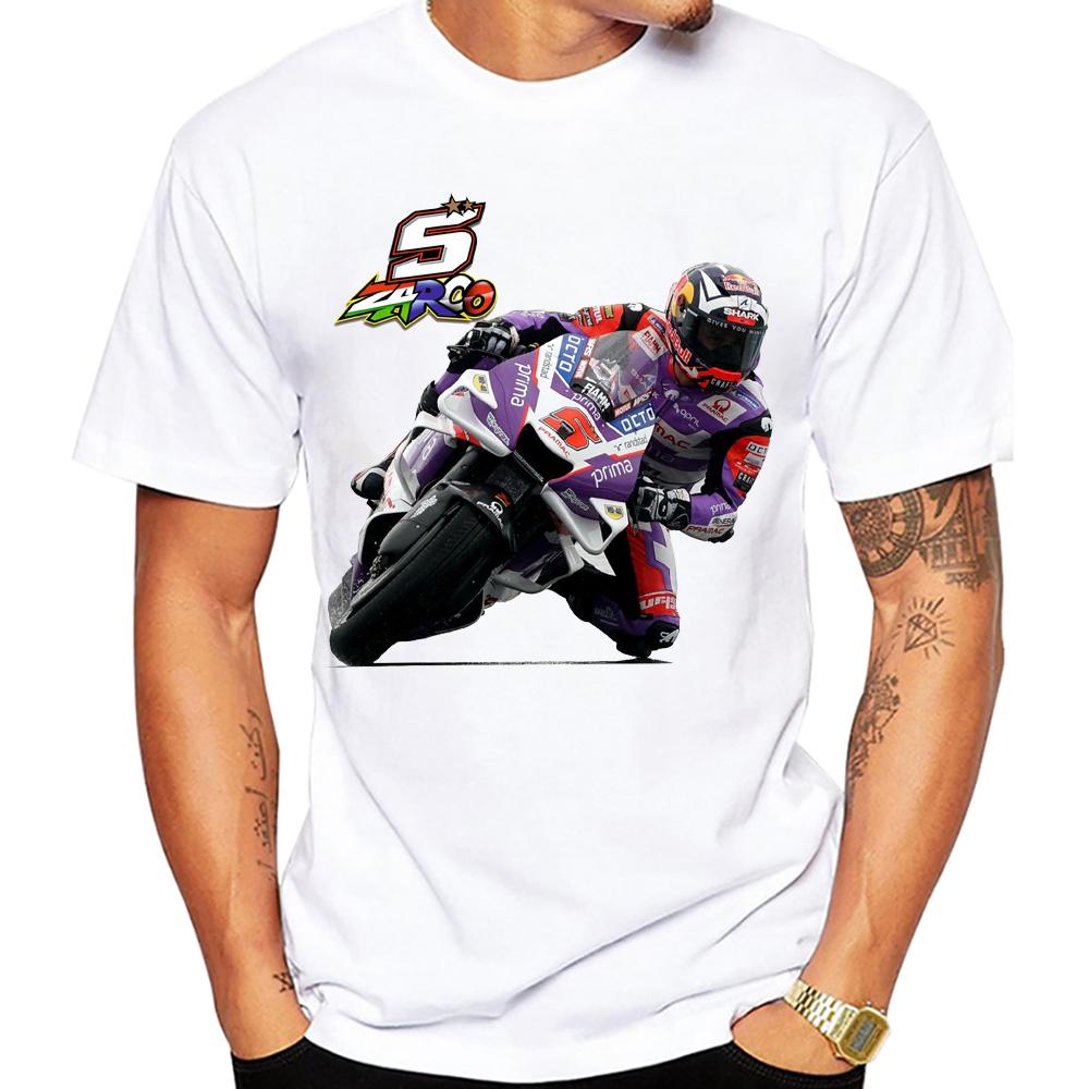 Johann Zarco 5 GP Race France T-Shirt Newest Summer Men Short Sleeve Hip Hop Boy Casual Tees Motorcycle Sport Fans White Tops