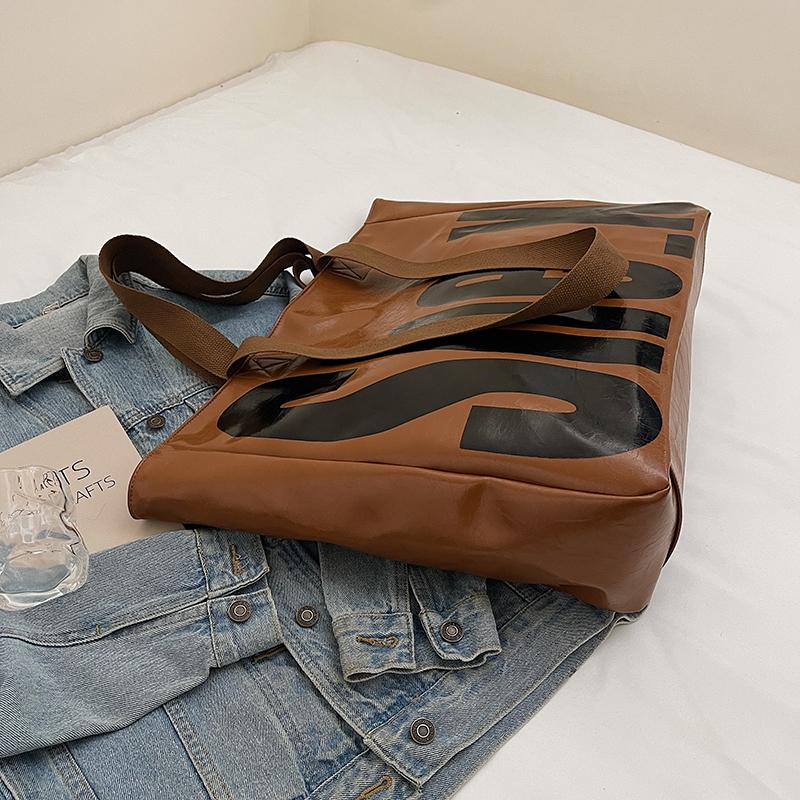 Geantă Tote de Mare Capacitate Geantă de Umăr cu Imprimeu Litere pentru Femei Geantă de Călătorie