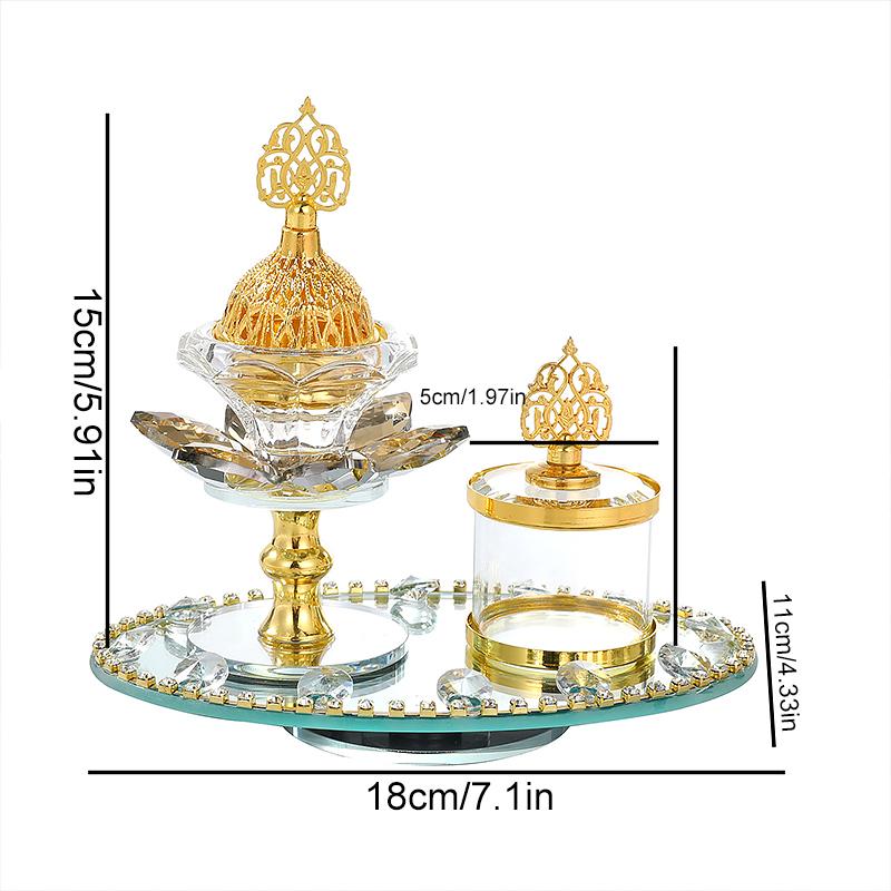 1 Set Muslim Censers Yoga Room Lotus Gift Crystal Luxury Diamond Home Glass Incense Burner Set Wedding Multiple Options Available