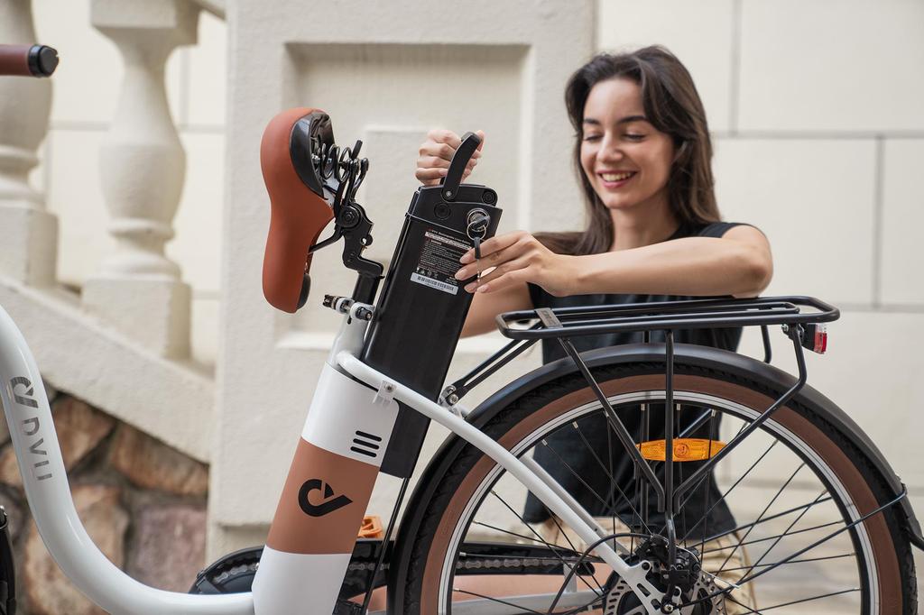 DYU C6 PRO Electric City Bike 36V 15.6Ah Battery, 250W Motor, Range 80 KM, Max Speed 25 km/h, 26*2.125 Inch Tires, E-Bike