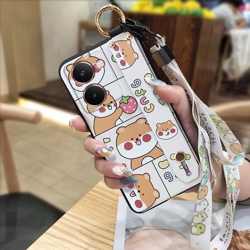 Wristband Cartoon Phone Case For Realme P3 Ultra 5G Anti-knock Lanyard Silicone Wrist Strap Waterproof Phone Holder Cute