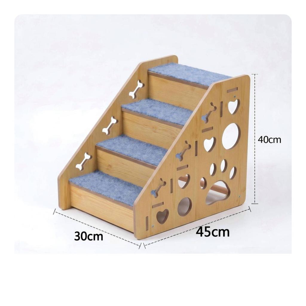 Wooden Pet Staircase Sturdy 4-Step Stairs Indoor for Living Room, Small Dogs