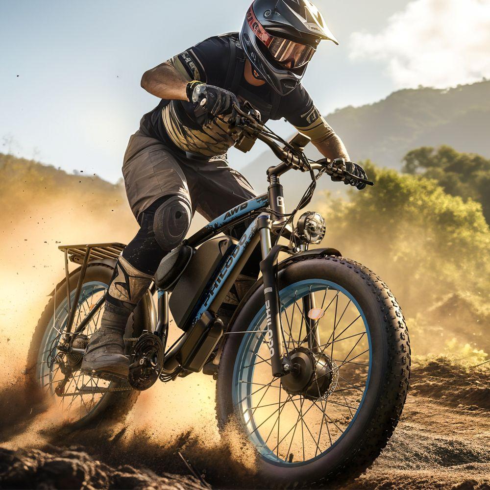 Bicicleta eléctrica PHILODO H8, motor de 3000W, batería de 48V 26Ah, velocidad máxima 56 km/h, autonomía de 100 km, neumáticos de 26x4.0 pulgadas