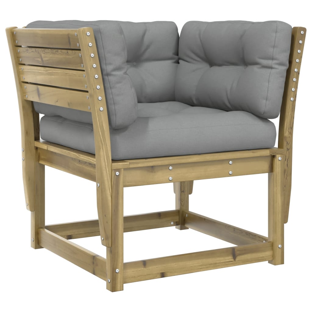 Vidaxl Garden Armchair With Armrests And Cushions, Pine Wood