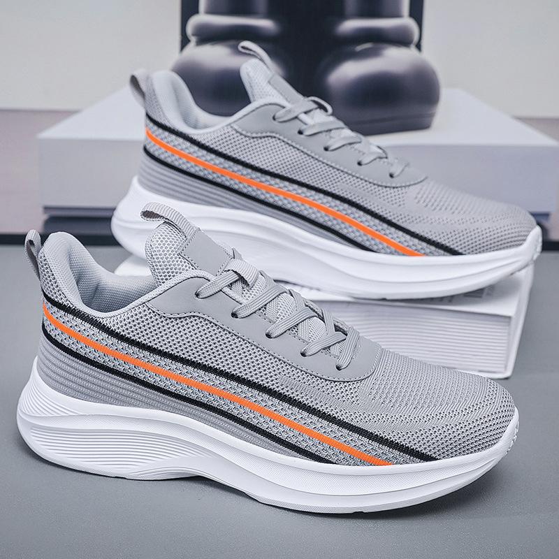 Men's large size 50 running sports shoes Men's foreign trade ultra-light shock-absorbing breathable fly-woven casual shoes manufacturer