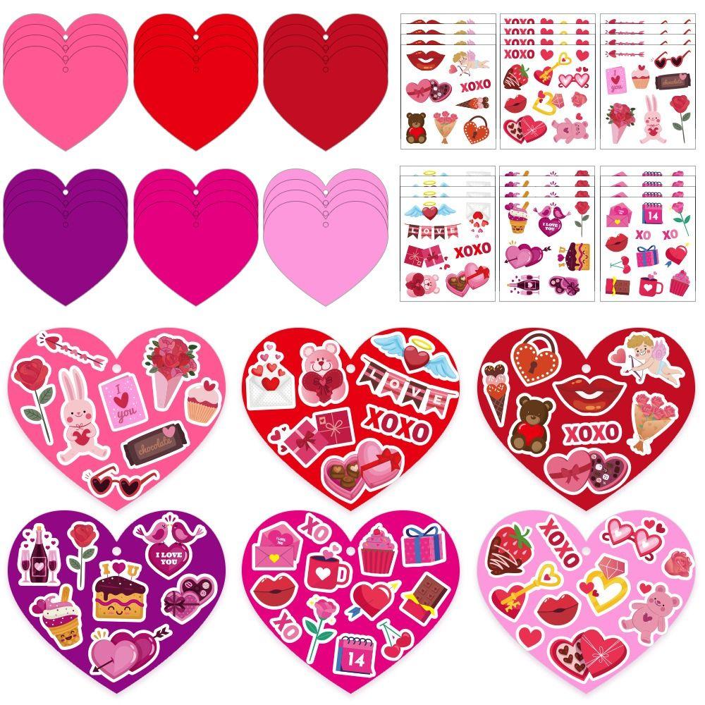 Colorful Heart Shape Valentine's Day Gift Card Cartoon DIY Mother's Day Decoration Confession Gift Set Handmade Cookies Tags
