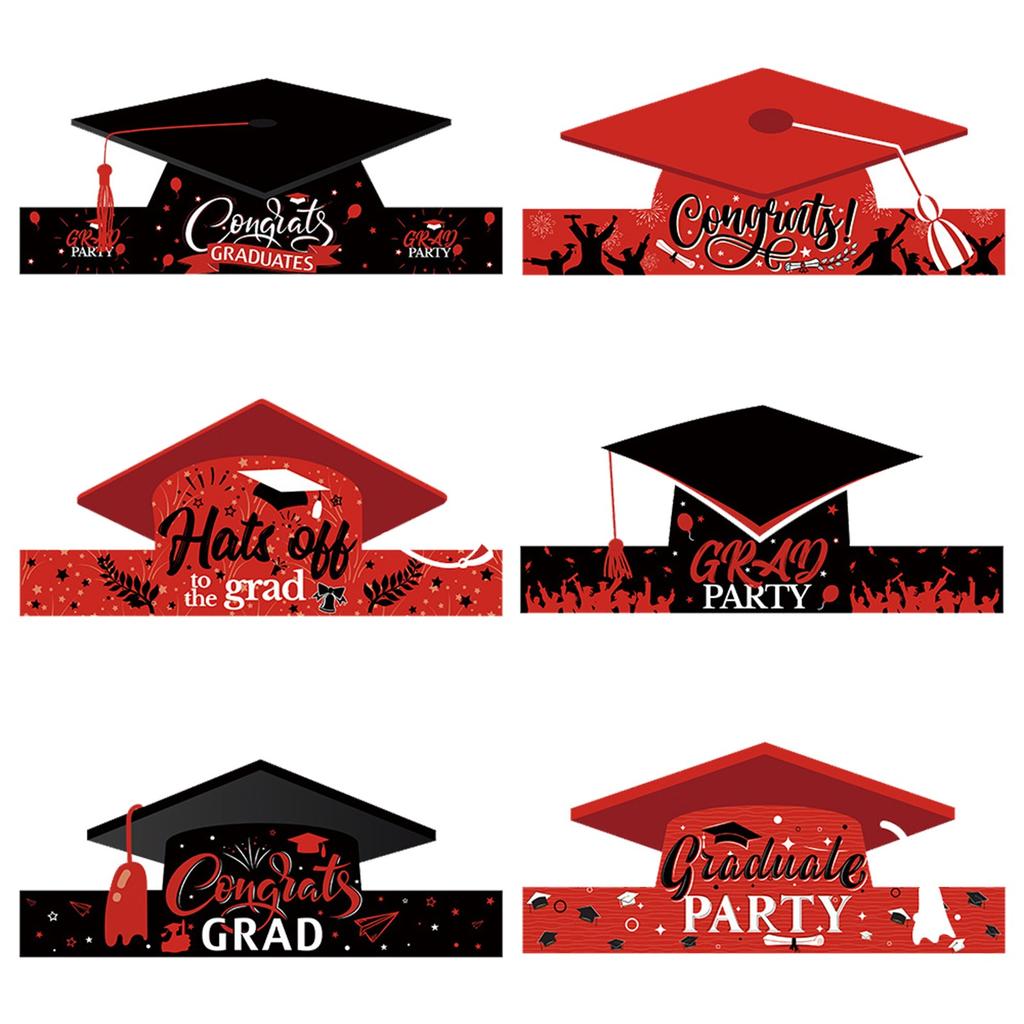 Paper Graduation Cap, Handmade In Black And Red, Graduation Party Decoration Props, Dr. Hat Headband