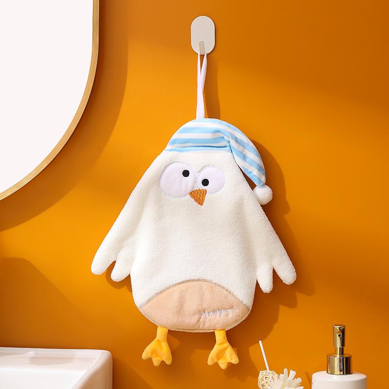 Sleeping Cap, Chick, Cute Hanging Hand Towel, Children's Coral Fleece Absorbent Towel, Bathroom Dual-purpose Handkerchief