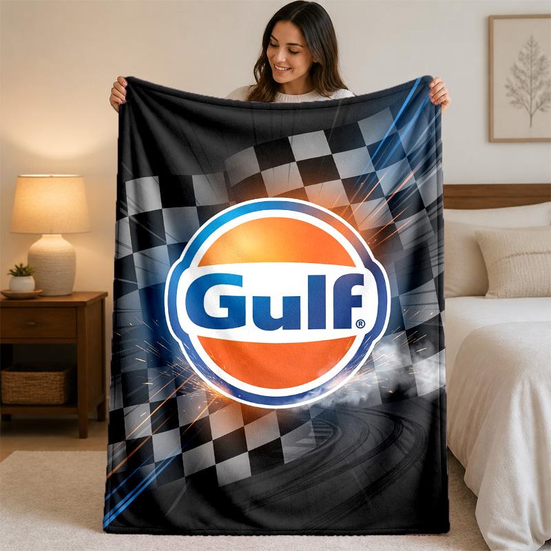 Gulf Print Flannel Blanket Cozy Lightweight Plush Throw Blanket For Bed Sofa Household Use