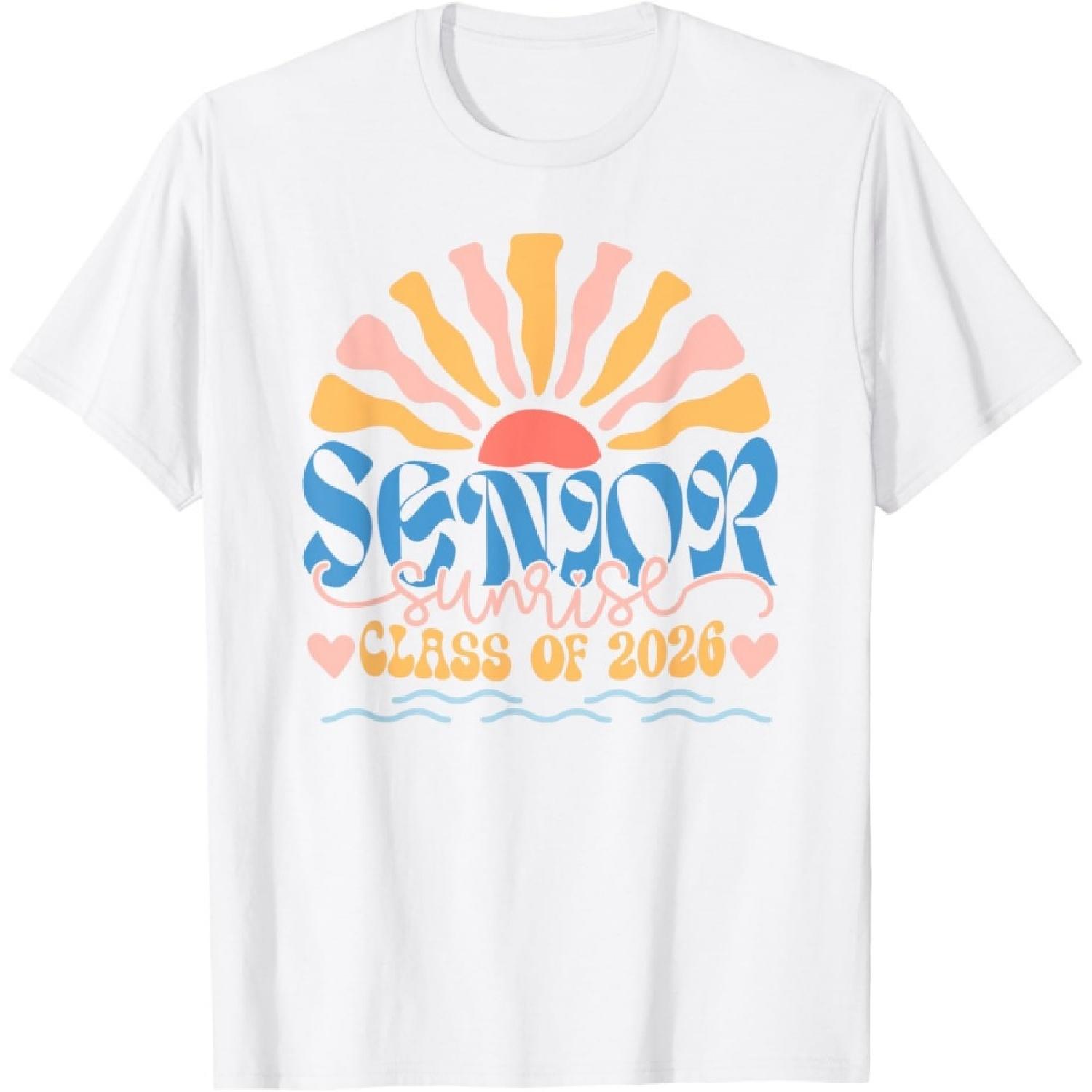 Senior Sunrise 2026 Boho Colorful High School Jenior Retro T-Shirt XXXXXL белый