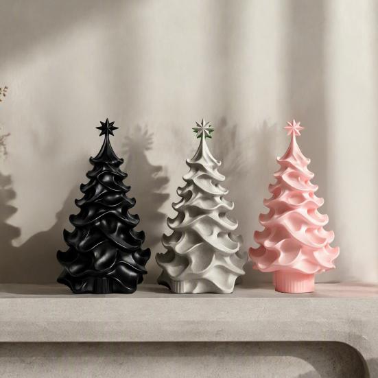 Office Desk Accessories 3D Printed Christmas Tree Ornament, Modern Minimalist Tabletop Decor Seasonal Showcase Display for Home Display, Festive