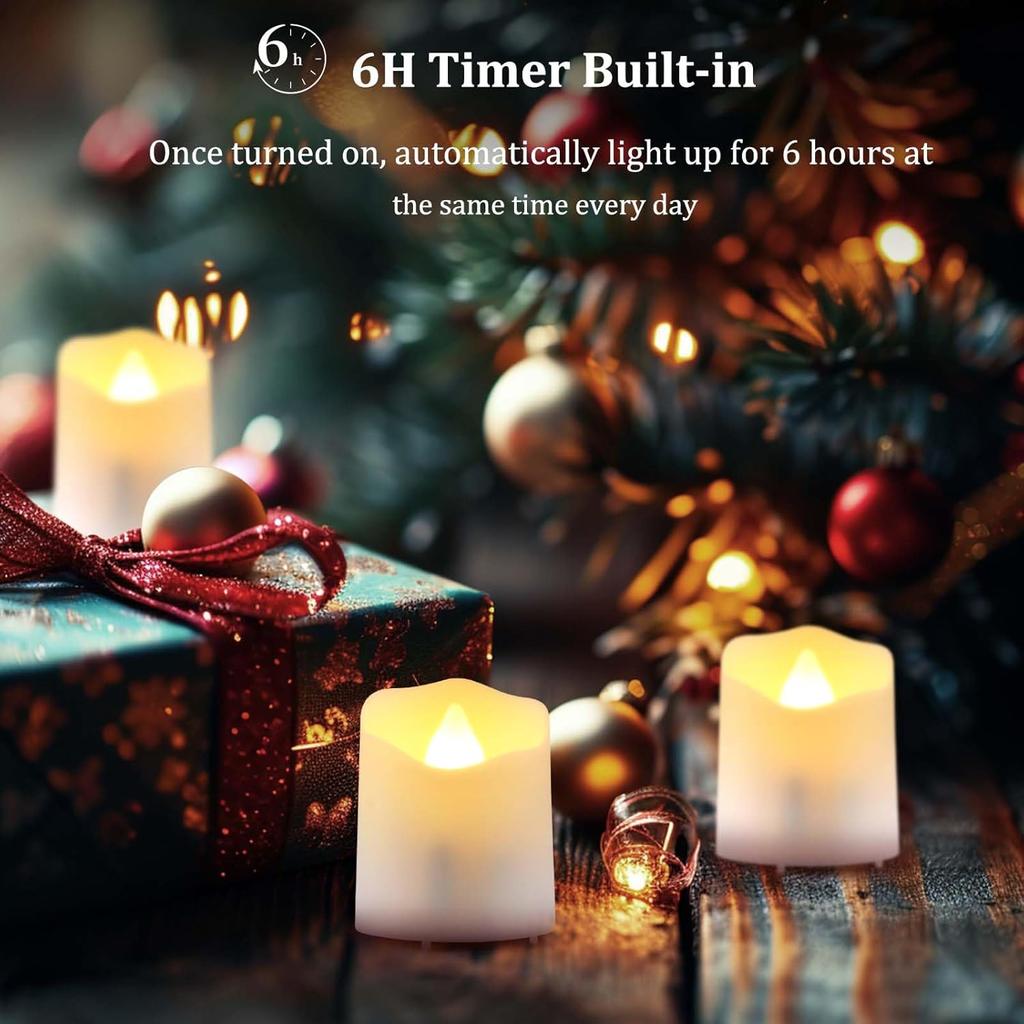 Rechargeable Tea Light Candles with Remote Realistic Flameless Flickering Tealight Electronic Candles for Halloween Christmas