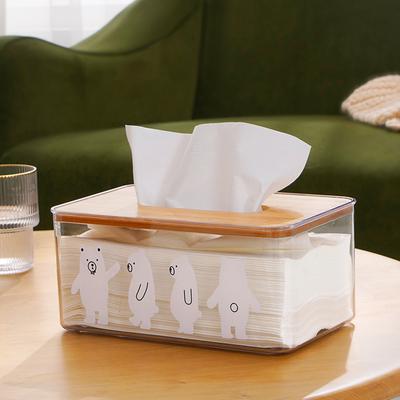Transparent Bear Tissue Box Home Living Room Bedroom Desktop Paper Drawing Storage Multi-functional Car Napkin Box