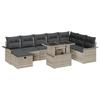 Set de Canapé de Jardin 9 Pièces avec Coussins Gris Clair en Rattan Poly, Canapé de Jardin 2 Places avec Rangement &amp; 3361031