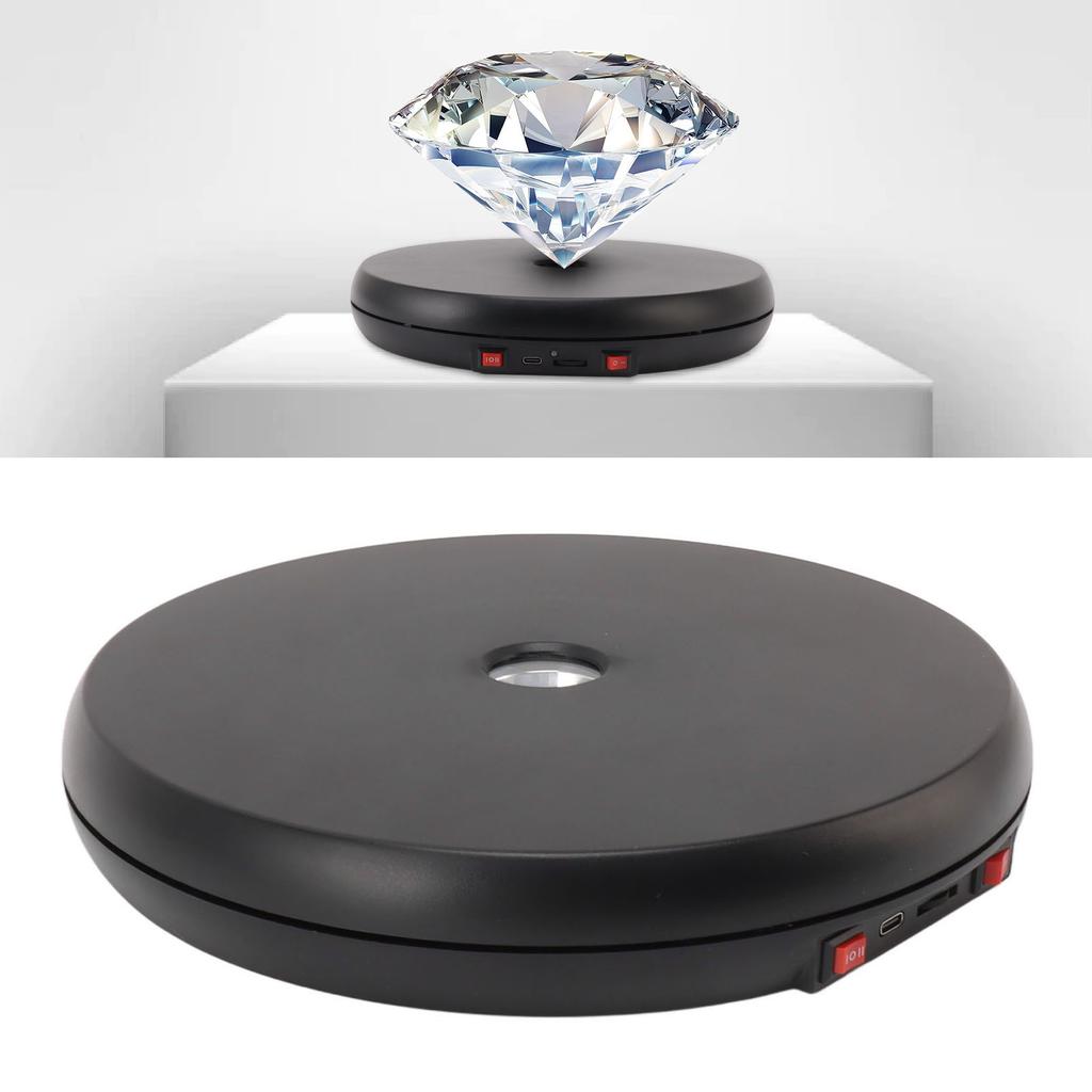 Electric Rotating Display Table LED Light 25cm Noiseless 20kg Load Capacity Turntable Display Stand for Jewelry