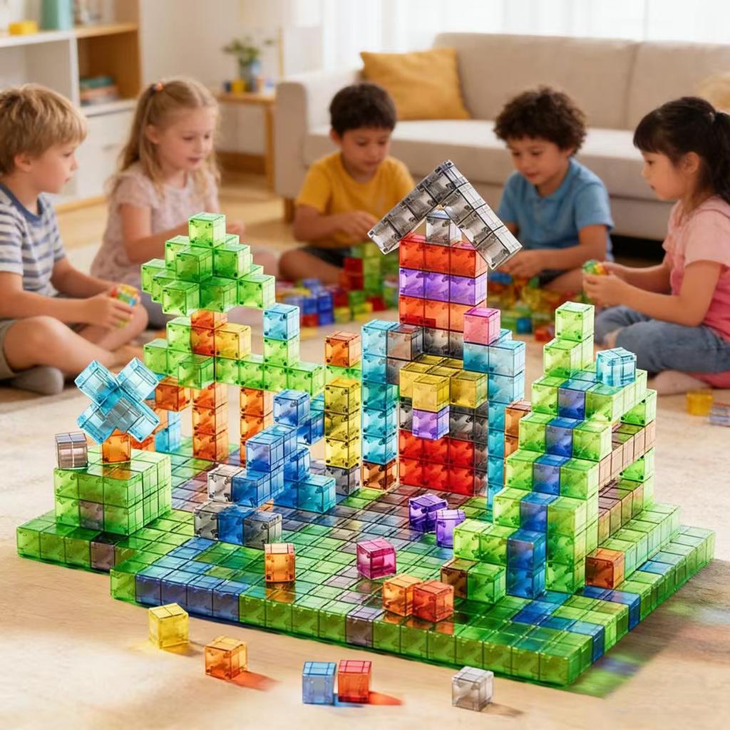 DIY Magnetic Building Blocks Transparent Square Toy Colorful Cubes Toy Assembly Toy Construction Toy for ChildrenGift