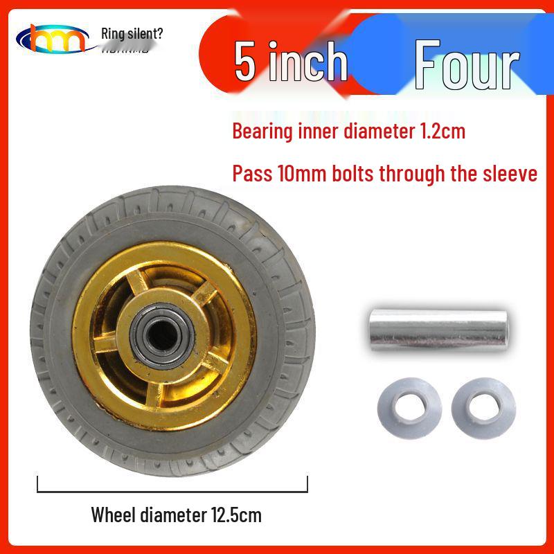 Schwerlast-Gummi-Lenkrollen mit Bremse - Doppelt gelagert, Größen 3/4/5 Zoll
