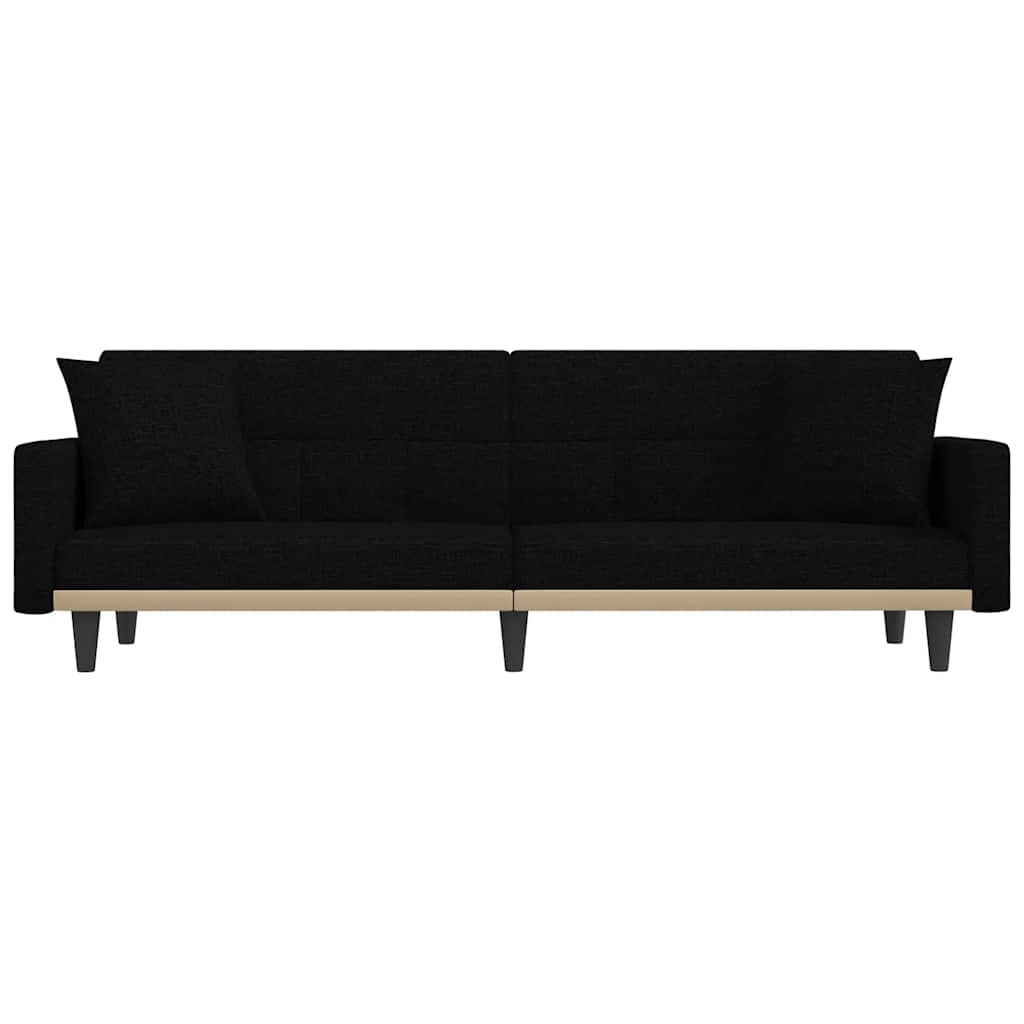 Sleeper Sofa with Cushions Black Fabric