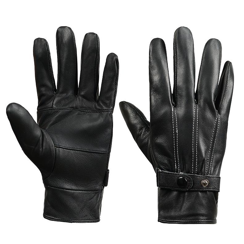 Men's Genuine Leather Sheepskin Gloves - Thick, Warm, Velvet-Lined Cold Protection for Winter