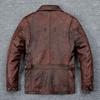 Vintage Red Brown M65 Hunting Jackets Black Genuine Cowhide Men Leather Jacket Pockets Men's Cow Coat Autumn