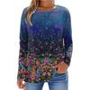 Damen Modisches Lässiges Bedrucktes Langarm Rundhals Oberteil Rundhals Oberteil Top