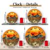Desert Sunset Scene Round Wall Clock, Vibrant Cacti and Mountain Decorative Timepiece, Southwestern Style Clock for Home & Offic