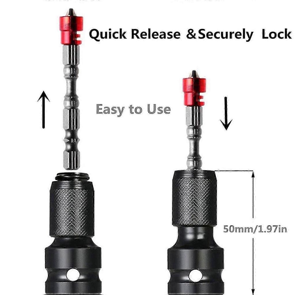 2er-Pack 1/2" Vierkant auf 1/4" Sechskant-Steckschlüsseladapter, Schnellspann-Schlagschrauber-Bohrfutter-Konverter und Schraubendreher-Bit-Halter-Stecknuss