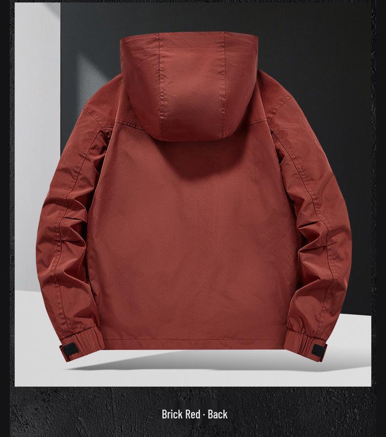 Winddichte Kapuzenjacke mit Fleecefutter, Arbeitsmantel mit mehreren Taschen, Lässiger lockerer Schnitt für Frühling und Herbst, Ideal zum Angeln und Fotografieren.