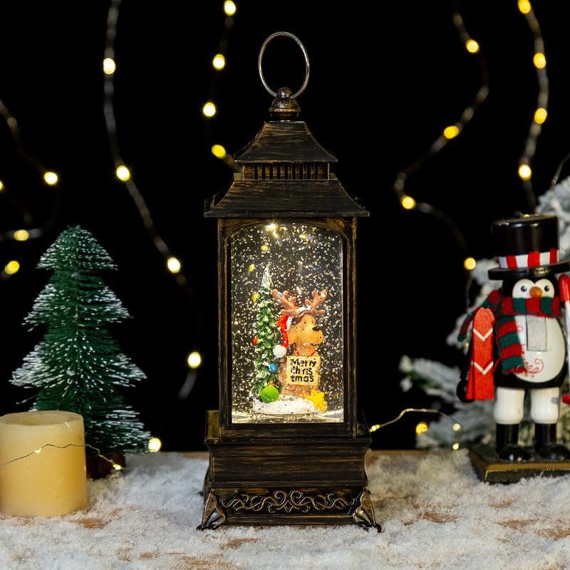 Christmas Decorative Lantern Candle Holder With Crystal Ball Snow Globe Music Box Gift Home Tree Decoration