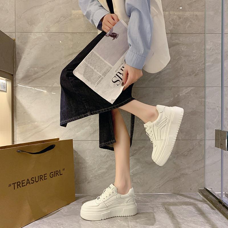 Modă 2024 Noi Adidași Casual Albi din Piele pentru Femei Respirabili Femeie Vulcanizat Sport Mers Plimbare Alergare Platformă Pantofi Plați Alb