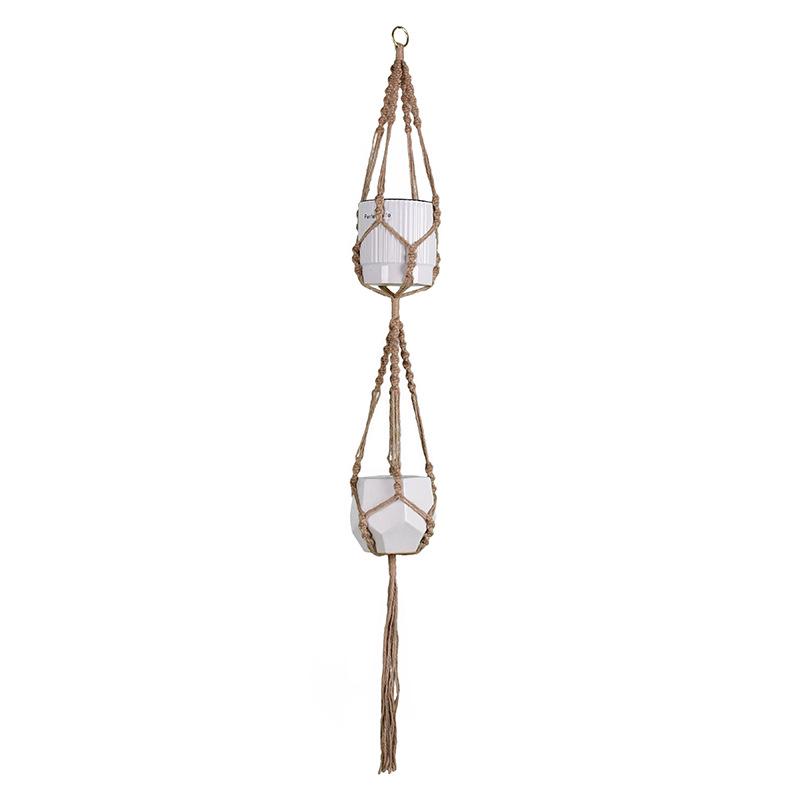 Hand-woven Bohemian Hemp Rope Hanging Basket Pendant