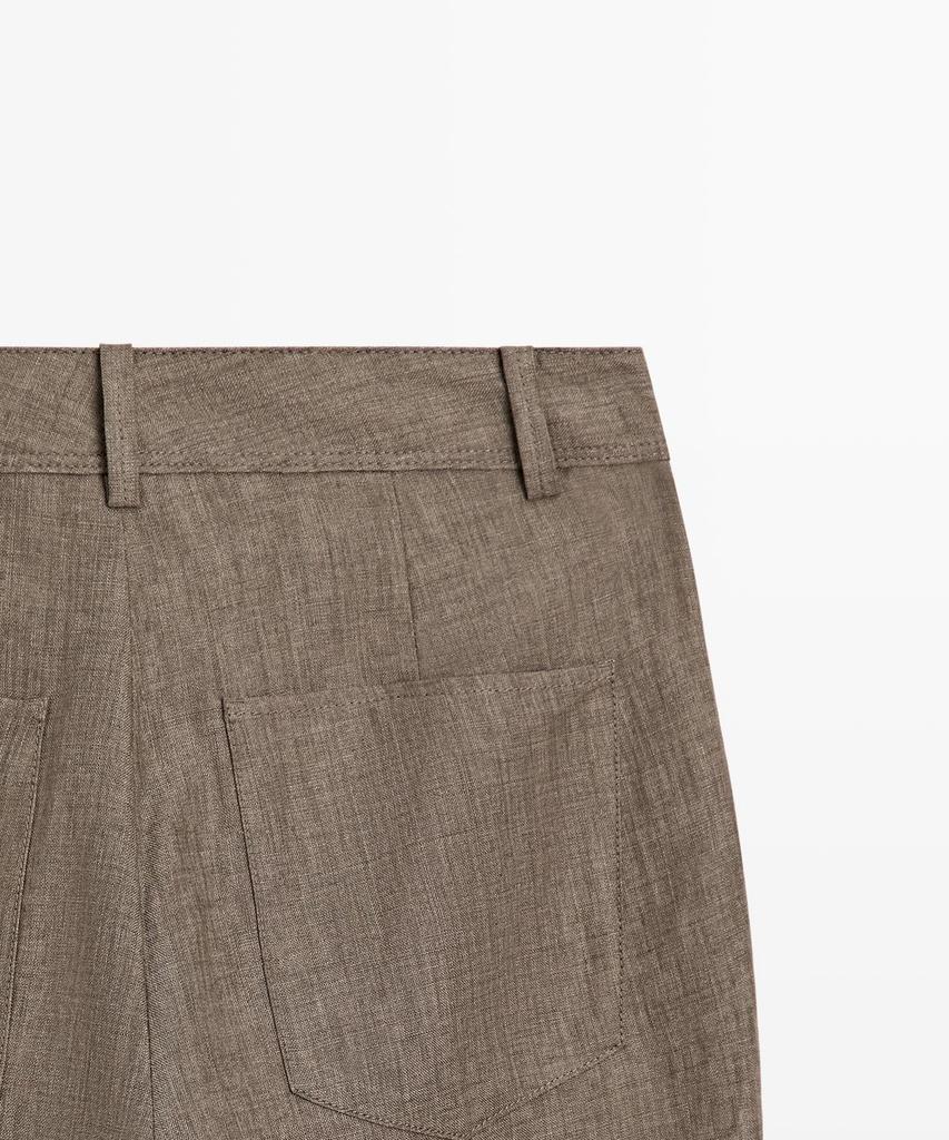 Masimodutti Linen Crop Kick Flare Pants