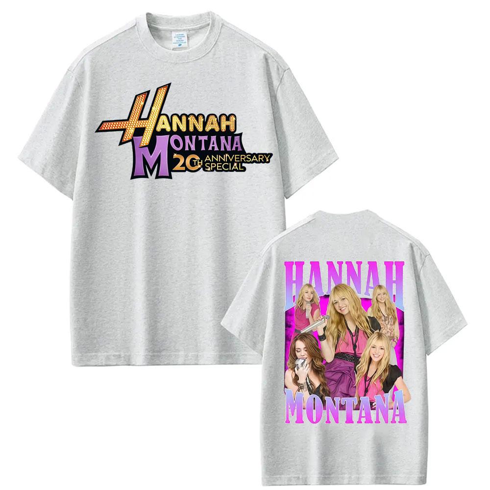 Pop Star Hannah Montana 20 Years Anniversary Fashion T Shirts Men Women Summer Tops Vintage Oversized Cotton Tshirts Streetwear