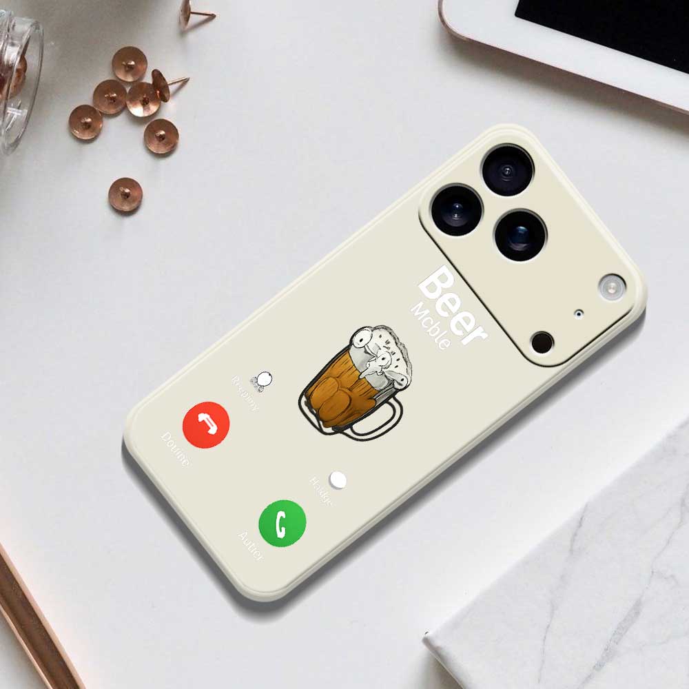 Etui na iPhone 17 Pro z nadrukiem wzoru piwa, proste krawędzie, tylna pokrywa telefonu z TPU