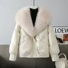 Kurze Damen-Pufferjacke mit luxuriösem Fuchsfellkragen, Warme Winter-Oberbekleidung