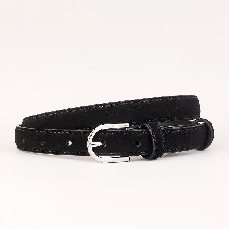 Genuine Leather Womens Belt With Alloy Buckle For Business And Casual Wear чёрный