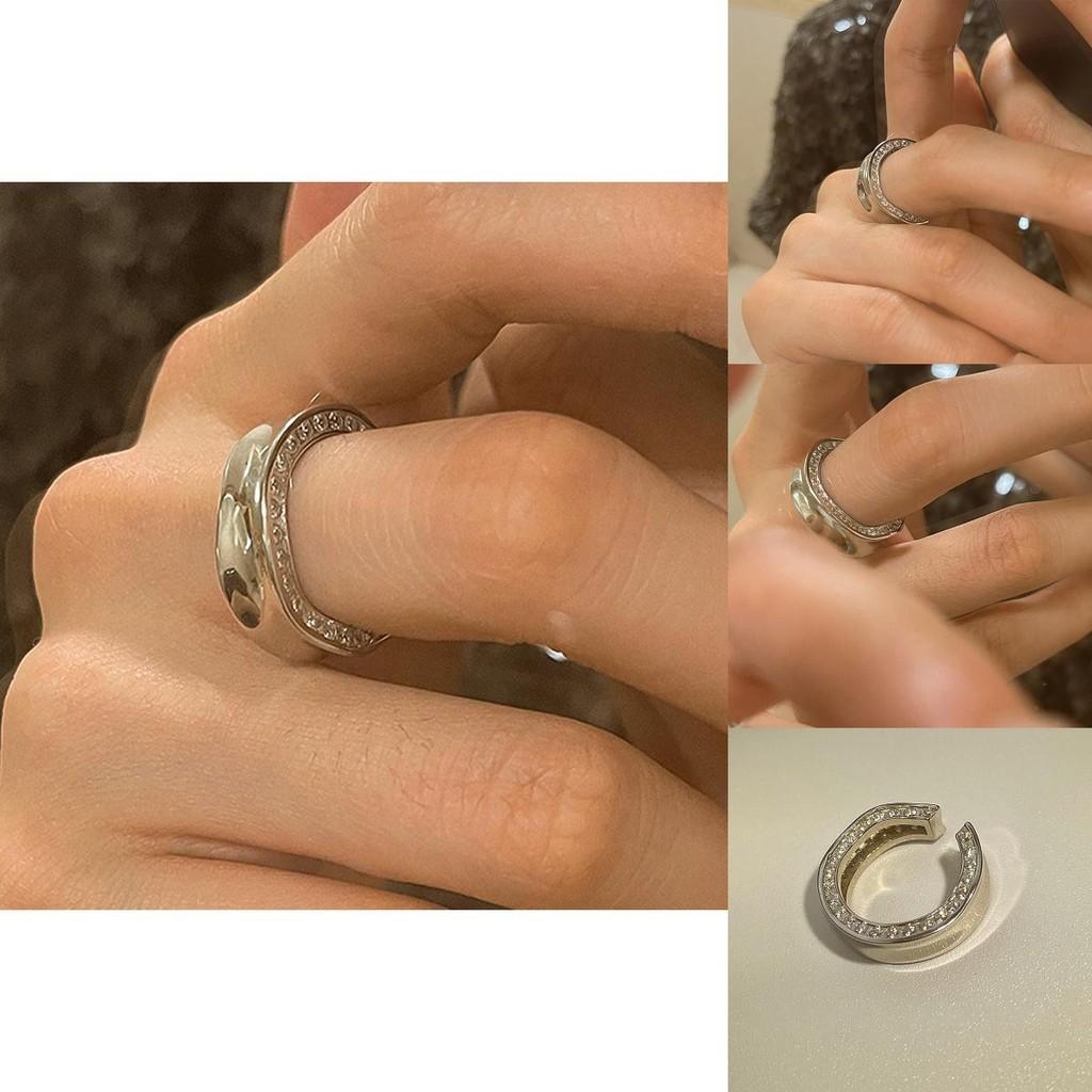 Stylish 925 Sterling Silver Geometric Ring Chic Korean Fashion Adjustable Design For Women